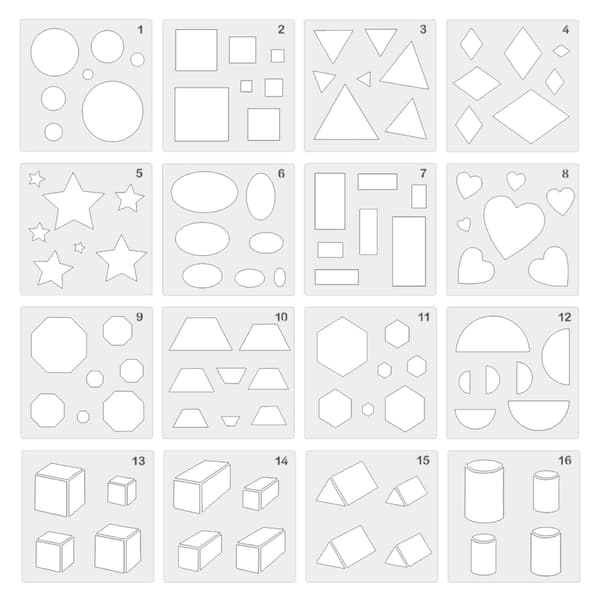 16 delar geometriska mönstermålningsmallar utskurna målningsmallar
