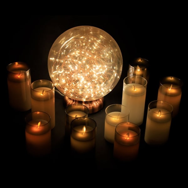 LED Flameless Ljus Glaspelare Vax Flimrande Moving Wick Candle Light med fjärrkontroll för bröllopsfestdekorationer A