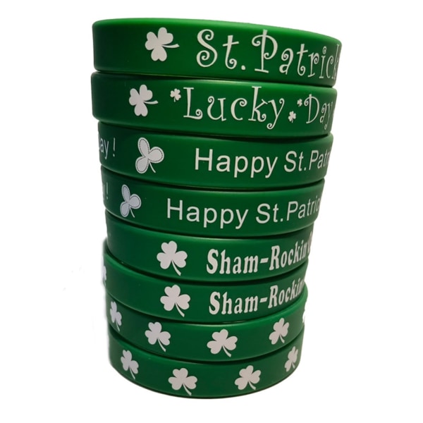 10 st Saint Patrick's Day silikonarmband Handledsrem Armband för barn Flicka Pojke Cosplay Performance 100 lucky