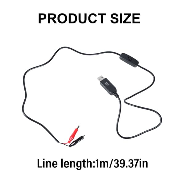 Alligaattoripihdit USB-tulo 5V2A - 9V0.60A Lähtöteholähdeadapterikaapeli