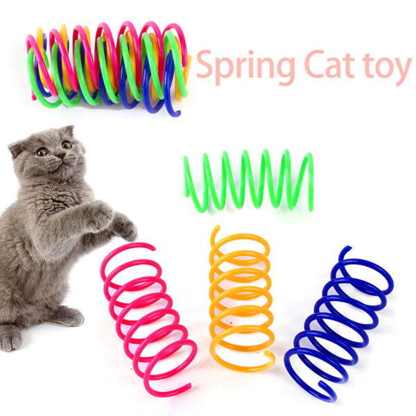 4st Kattfjäderleksak Kattunge Teaser Coil Leksak Interaktiv kattleksak inomhus plast Spiralspole för tristess Katter Jakt