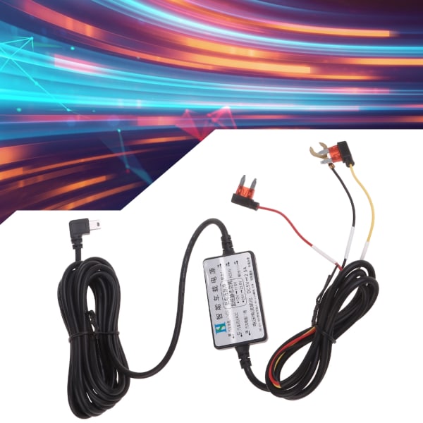 90° 3-tråds 12V~30V till 5V 2,5A mini- USB -kabel Bärbar billaddare-adaptersladd Power Trådlinje för mini USB enheter