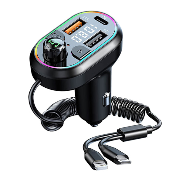 Bluetooth-kompatibel 5.0 FM-sändare för bil USB-C PD 25W Radioadapter