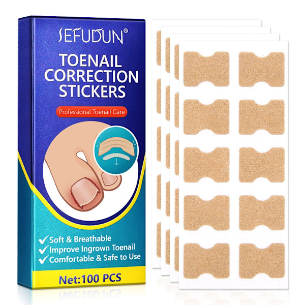 100 st Nagelkorrigeringsstickers Inåtväxt Nagelkorrigerare Plåster Paronychia Behandling Återhämtning Korrigerare Pedikyrverktyg