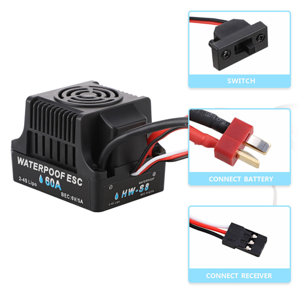 Harjaton moottoriohjain 60A/80A kauko-ohjattava ESC RC automallin varaosat 80A short line