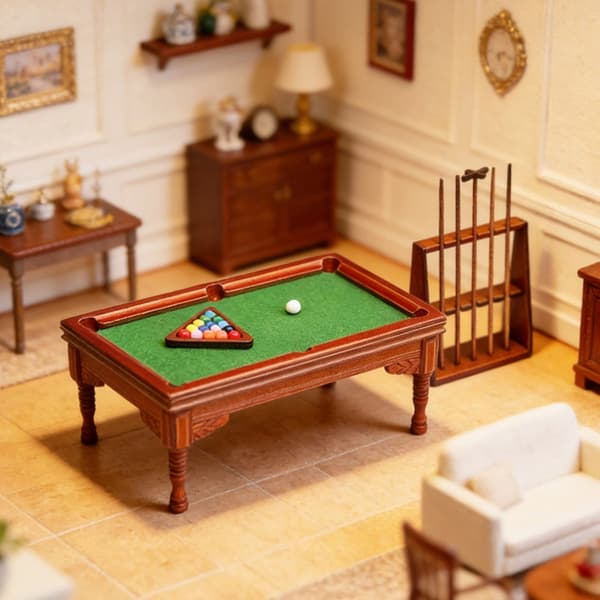 1:12 Skala Miniature Poolbord Mini Træ Billard Model Layout Rekvisitter Gave