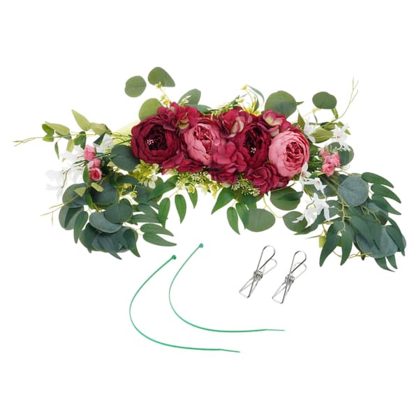 Kunstig blomsterguirlande til bryllupsbue, receptionsbaggrunde, borddekoration White