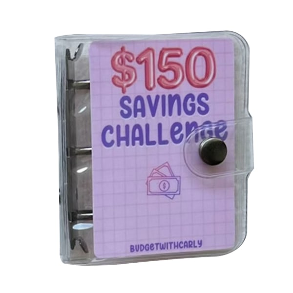 Mini Binder Savings Challenge $150/300/500/1000 Spara pengar Budgetar Kontantkuvert Plånbok Budgetpärm Notebook 2