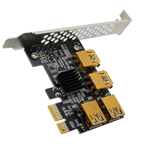 PCI för Express Multiplier Riser Card 16X-platser PCI-E 1 till External 4 USB 3.0 Adapter Multiplikatorkort för Bitcoin Mining