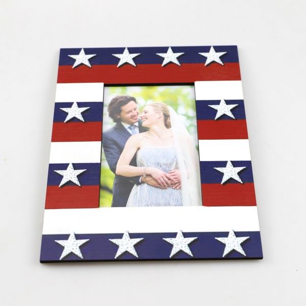 American Flag Star Stripes trä fotoram Independence Day Patriotic Decor 709