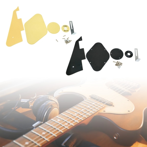 Standard LP pickguard/kontrollbakplatta/omkopplare cover Monteringsskruv för Les Paul Styles gitarr, 1 lager svart/gul Black
