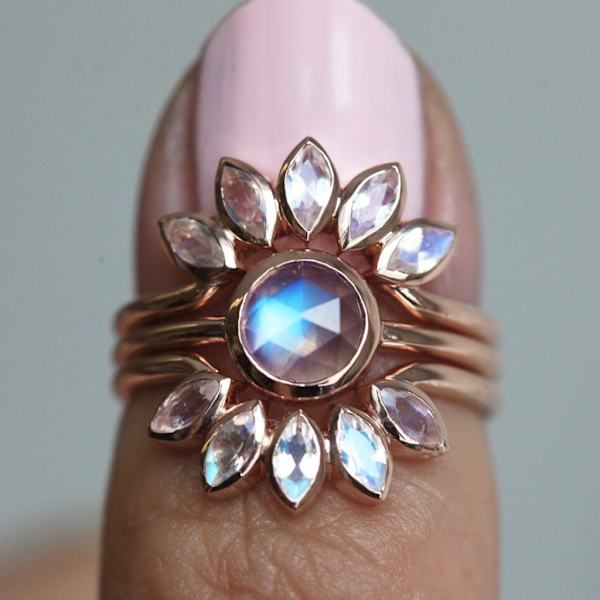 3st/ set Sunflower Statement Ring Knogringar Mellanfinger Stapelbara Ringar Set Fingerringar för kvinnor Modesmycken null - 7