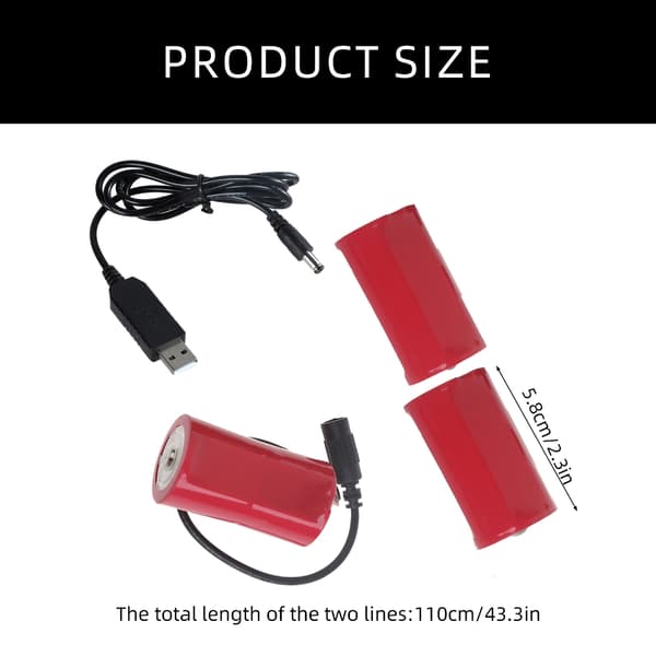 USB 5V til 4.5V Konverterkabel Batterieliminering for LR20 D Batterierstatning