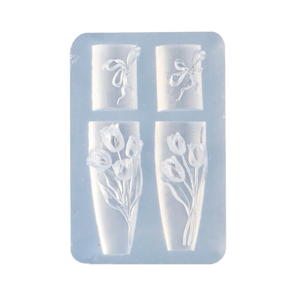 Transparent Silikone Negleform Tulipan Blomstermønster Til Resin Håndværk
