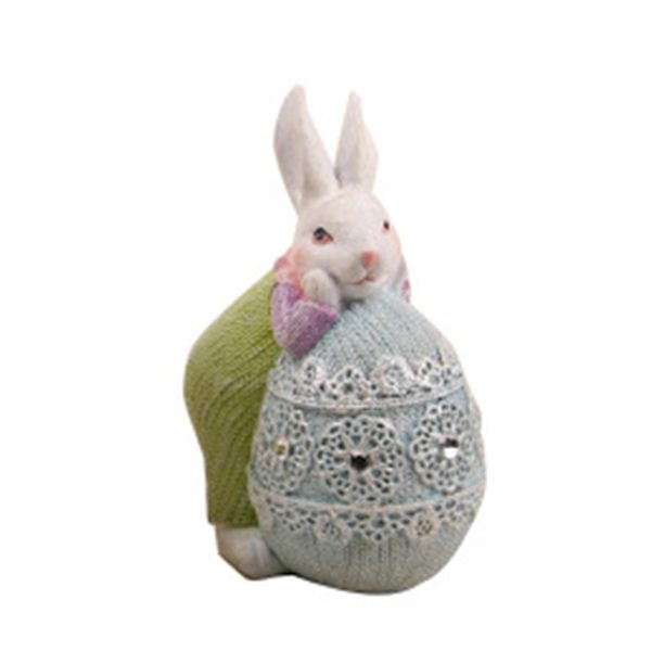 Harts Kanin Ägg Ornament Vår Påsk Dekoration Staty Figur Miniatyr