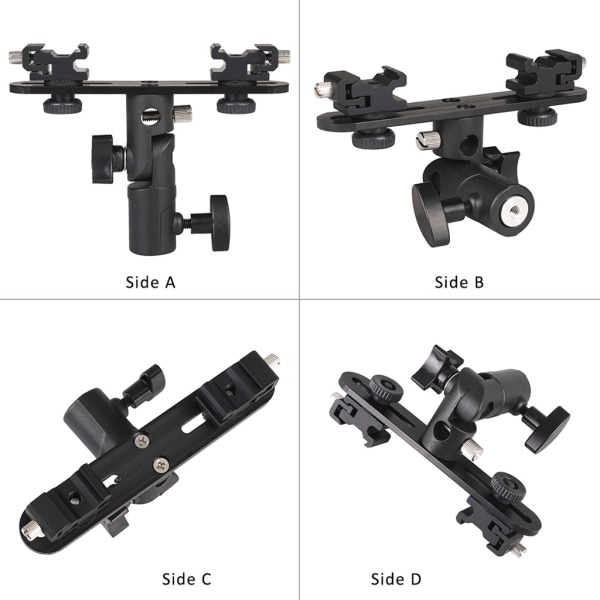 DSLR Dual Flash Bracket 2-Hot Shoe Mount Speedlight Stand Paraply Flash Holdare