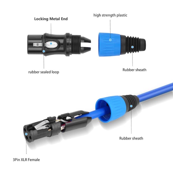 3-nastainen uros-naaras-liitäntäkaapeli live-äänitysstudioon 10m green