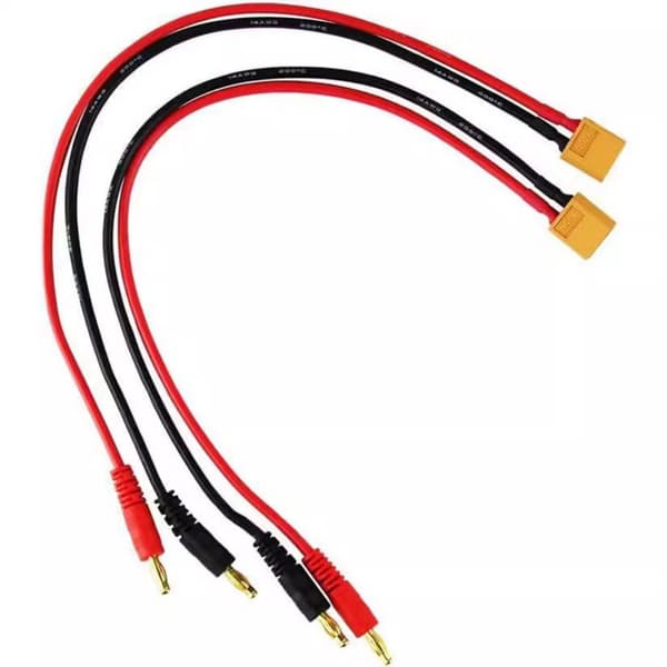 2 stk. XT60 hann til 4,0 mm bananplugger adapter 14AWG silikonkabel 30 cm lengde