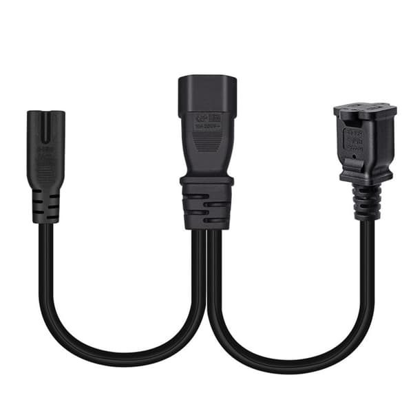 IEC320 C14 til C7 og NEMA 1-15R strømsplitterkabel 0,3 meter kobber til PC UPS