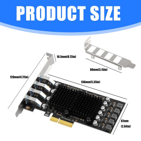 4-portars USB3.2 PCIE-expansionskort Snabb dataöverföring 10 Gbps adapterkort