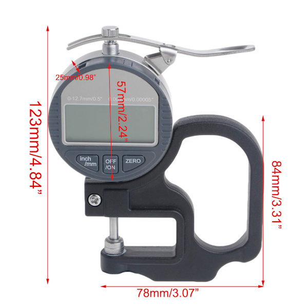Digital Mikrometer 0.001 12.7mm Elektronisk Tjockleksmätare Djup LCD Mätning