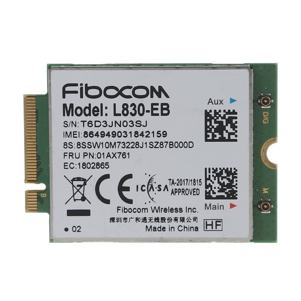 Fibocom L830-EB WWAN-kort för Lenovo Thinkpad X280 T480 T580 P52S L480 L580 T490 T590 P53S T490S X390 L490 L590 01AX761