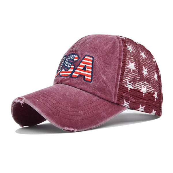Broderi Amerika-flag Mønster Hat Udendørs Sport Fritid Baseball Kasket Kvinde Mand Åndbar Justerbar Cykelkasket