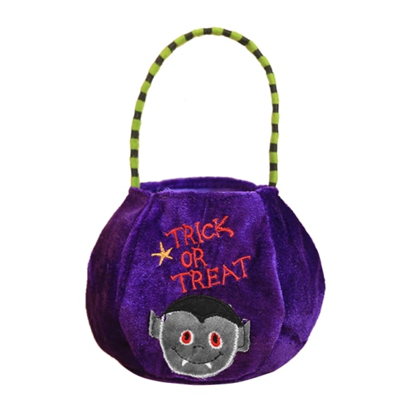 Halloween Sammet Godis Presentpåse Barn Bus eller Godis Väska Pumpa Handväska Hink