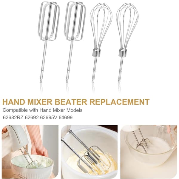 Pakke med 4 piskeris i rustfrit stål til melblanding til mixer