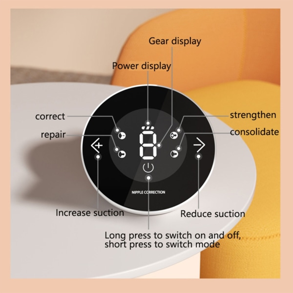Elektrisk nippelkorrigerare Automatisk nippelkorrigerare för platta inverterade nipplar Effektiva sugkoppar 3 lägeskorrigering
