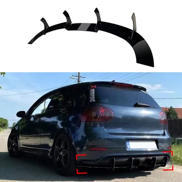 Bil Bakre Støtfanger Diffuser Spoiler Splitter Auto Trim for Golf MK5 2005-2009
