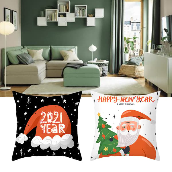 7st tecknad jultomte julkudde för case Polyester sammet kudde Cove