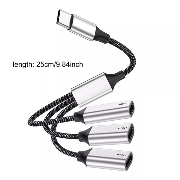 USB C Hub 3 i 1 Typ C USB2.0 Adapter Splitter med 60W power OTG-port Snabb dataöverföring och laddning 2 Type C 1 USB