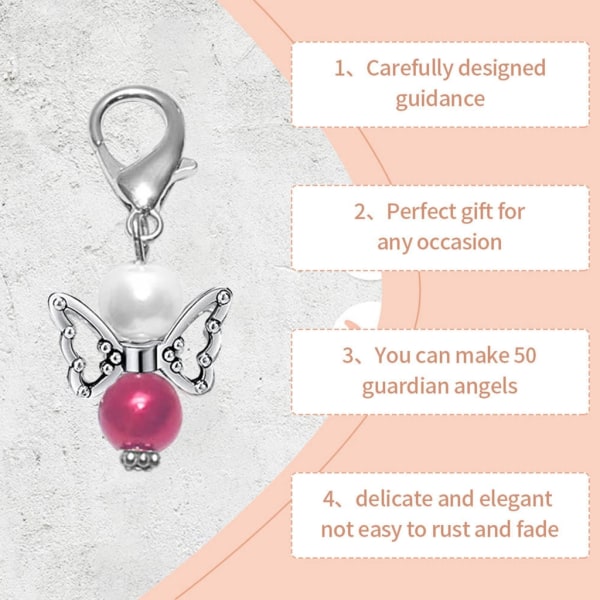 50 st Angel Nyckelringar för hantverk Inkluderar nyckelringar med pärlor DIY Nyckelring Tillbehör för att tillverka smycken för vuxna barn