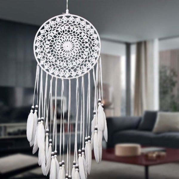 Handgjorda fjäder Wind Chime Makrame Drömfångare Ornament Vägghängande dekor null - MS6133C black