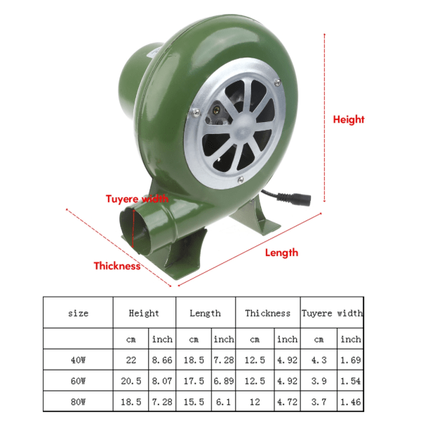 Kraftfull BBQ Fläkt Träkol Skorsten Starter BBQ Fläkt, Smoker Fläkt Järn Elektrisk Fläkt AC100-240V 2900RPM Justerbar 60W