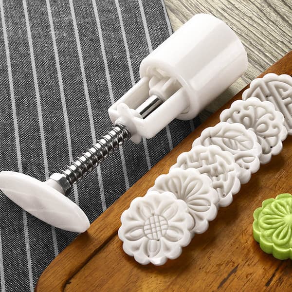25g Mooncake form med 6 st Blomstämplar Handpress Moon Cake Mould DIY Bakeware