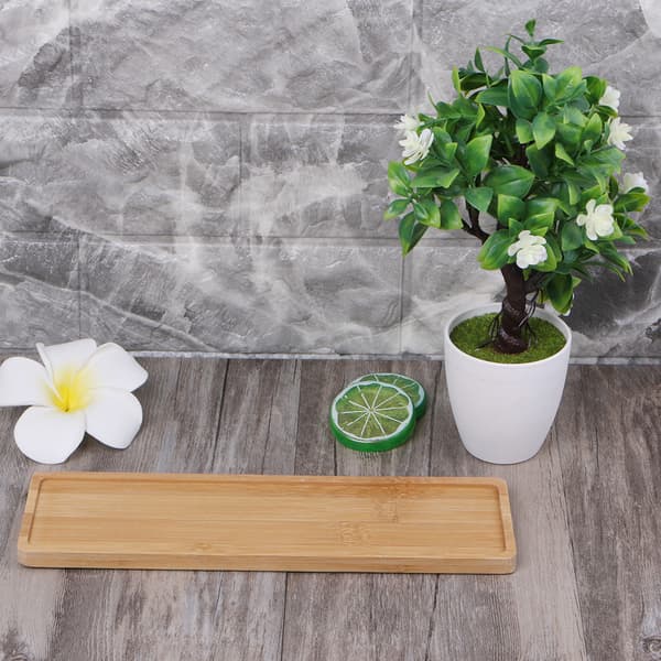 Rektangulær Bambus Tre Fat Plantebrett Mini Plante Blomsterpotte Stativ