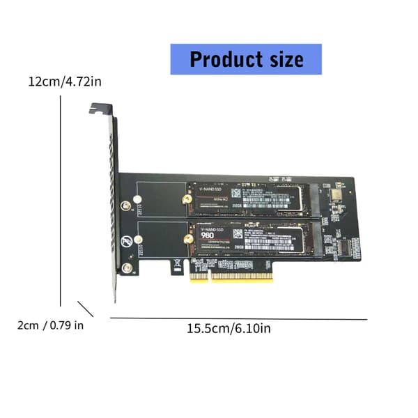To M.2 NVME M Key til PCIe X8 Adapterkort PCIE Kredsløbs Splitkort