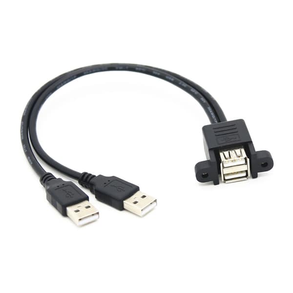 USB 2.0 A Förlängningskabel med Panelmonteringsskruvlås 30mm Avstånd
