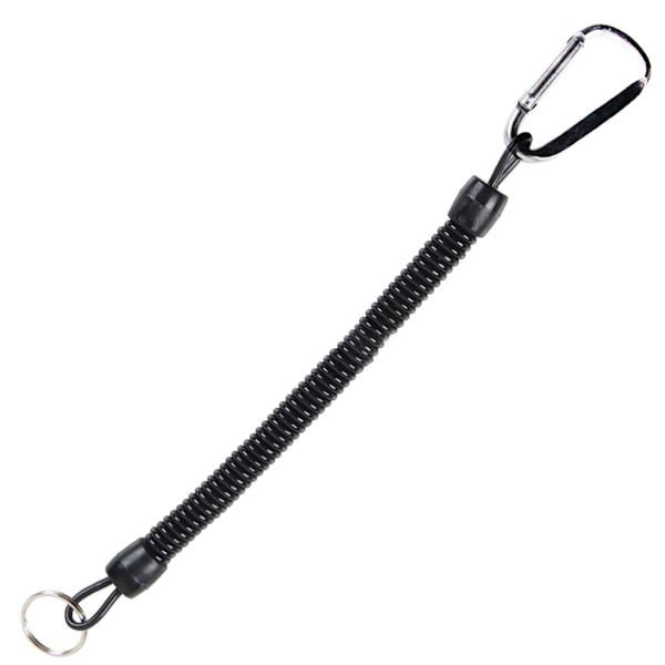 Infällbart fjäder elastiskt rep Säkerhetsredskap för utomhusvandring Camping Anti-förlorad telefon nyckelring 21cm-22cm White