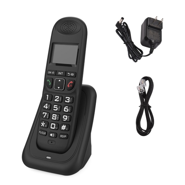 Trådlös telefon med multi uppringardisplay Handfri Bakgrundsbelyst telefon Handsfree för hemmakontor Desktop D1003 Black American gauge
