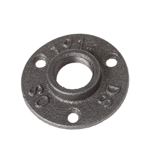 3/4 \" Formbart gevind Gulvflange Jernrør Fittings Vægmontering Sort