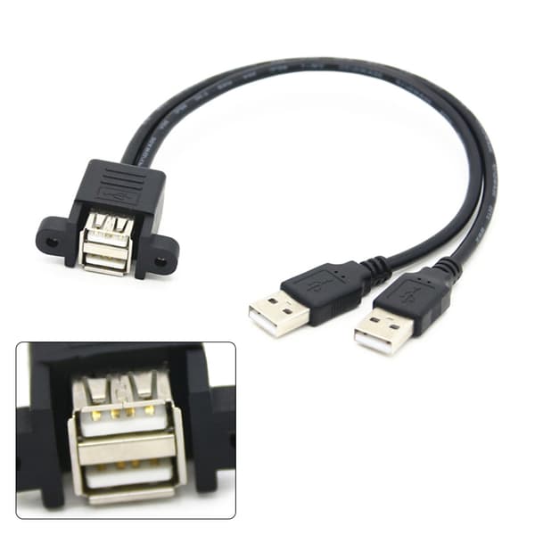 2-lags USB 2.0-skjøteledning med øre for sikker panelmontering