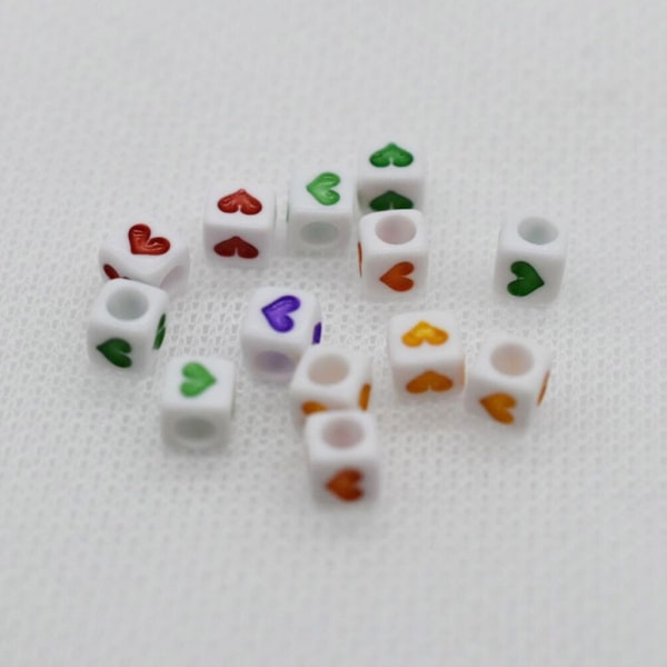 50 st printed lösa pärlor Stora hål fyrkantiga pärlor för gör-det-själv smycken Halsband Armband Pärlor Slumpmässiga färger