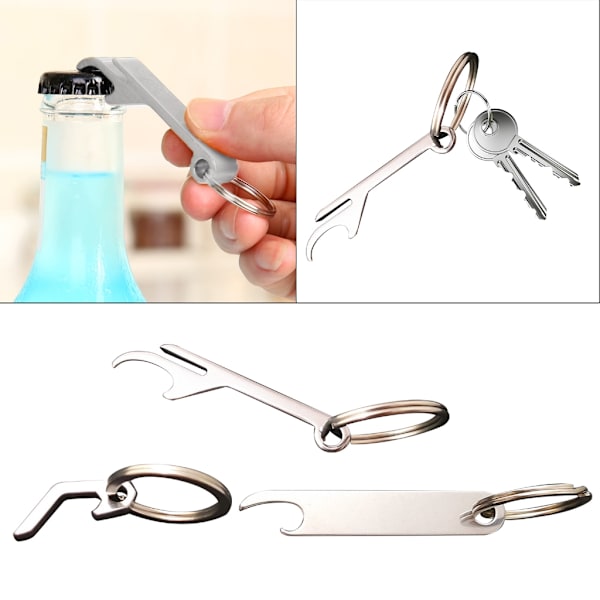 Rostfri Öl Flasköppnare Nyckelring Mini Flasköppnare Rolig Pocket Keyring Pocket Beer Flasköppnare Söta hängen 3