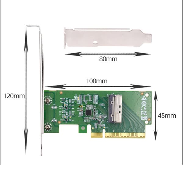 PCIE 5.0 x8 til MICO 8I Kort Adapter Dataoverførselskonvertere til PC Desktop
