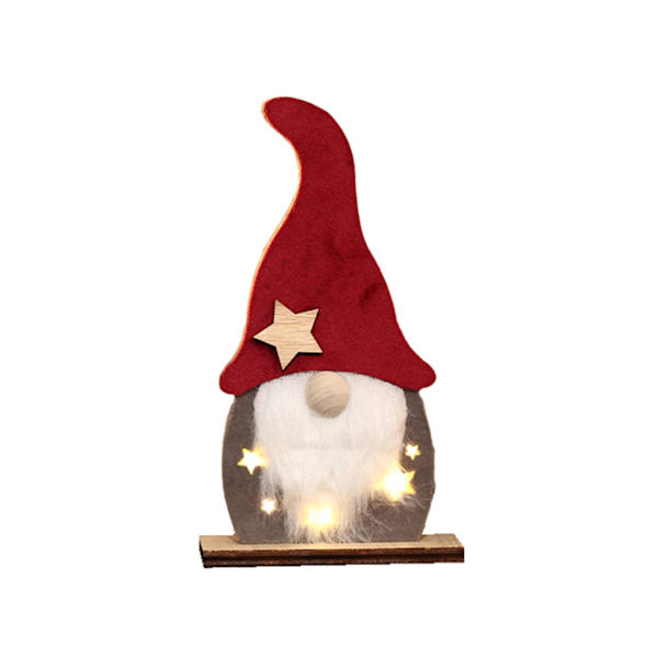 LED Lys Træ Jule Gnome Ornament Svensk Tomte Julemand Alf Bordplade Dekoration