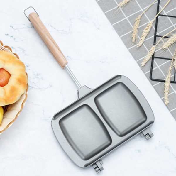 Dubbelsidig smörgåspanna Non-stick hopfällbar grillpanna för bröd Frukostmaskin Pannkaka Köksmaterial