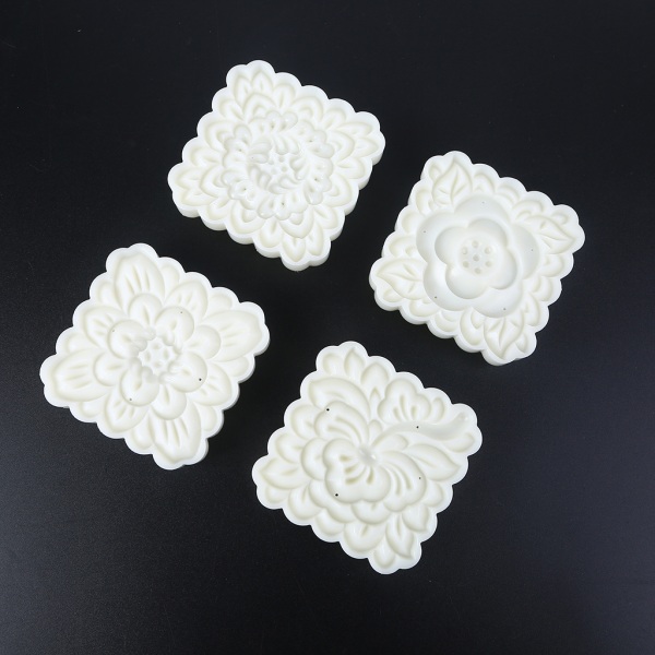 Plast Mooncake Form 180g Square Flower Stamp Cookie Mould Hand Pressure